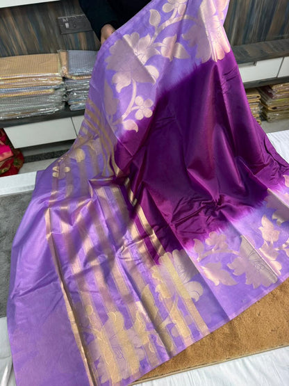 Semi pattu style paper soft Banarasi’s flower sarees