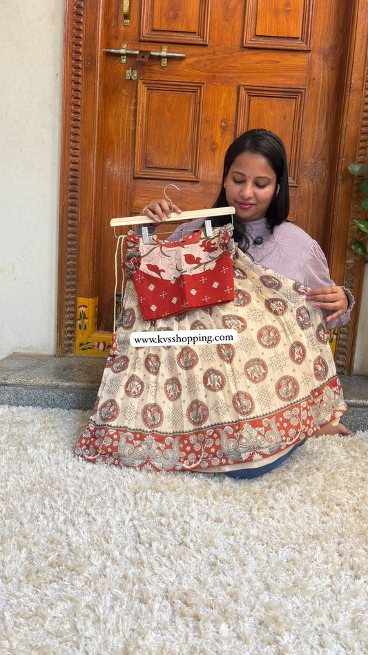 Kids fusion style mom and daughter combo Kalamkari cute set