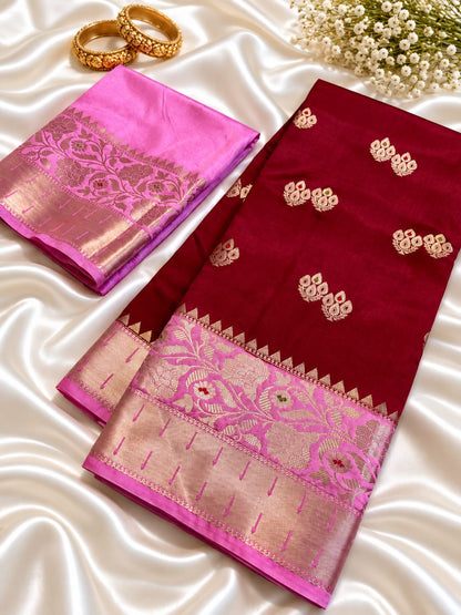 Juhmki series Banarasi katan soft silk sarees