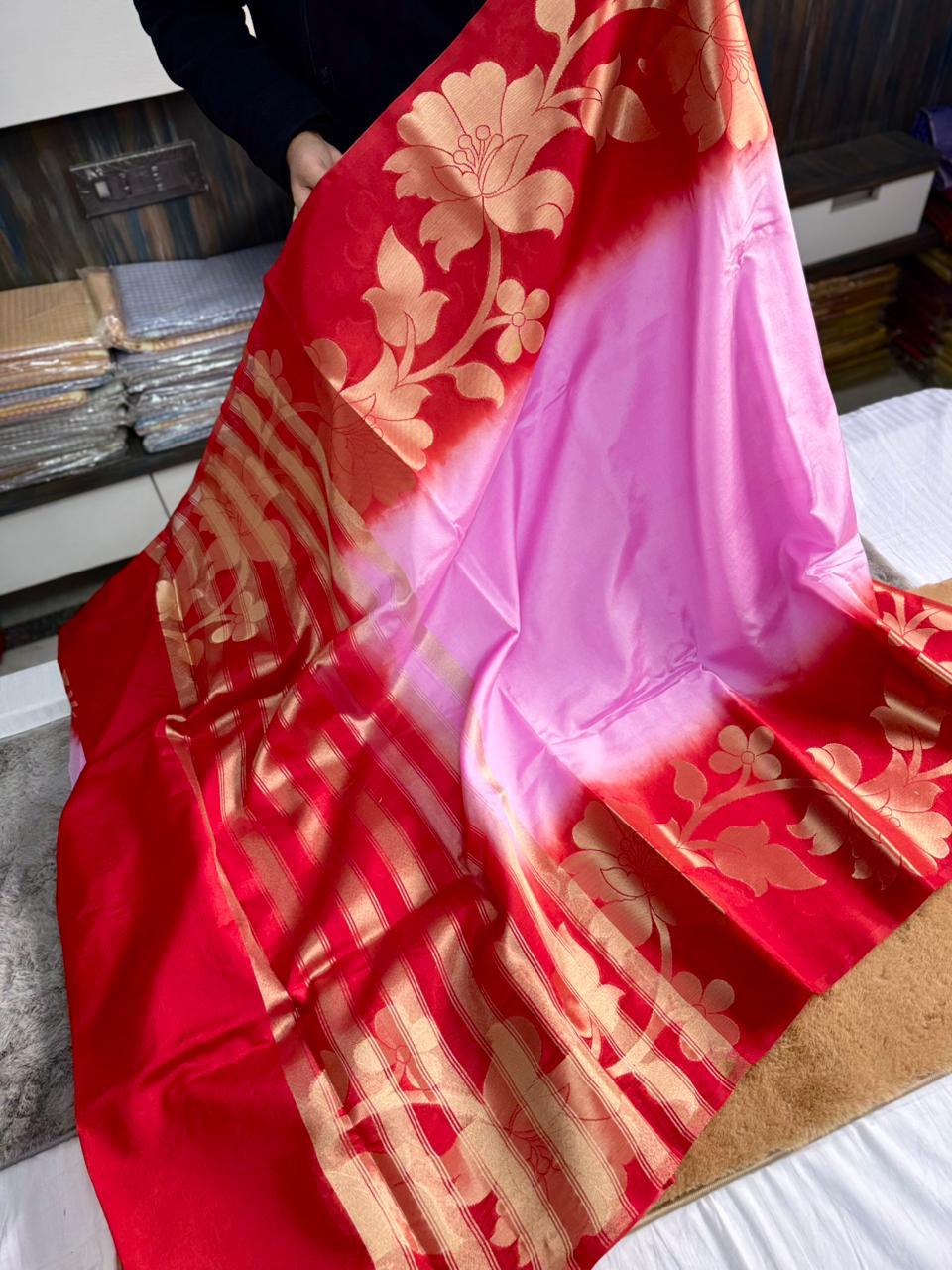 Semi pattu style paper soft Banarasi’s flower sarees