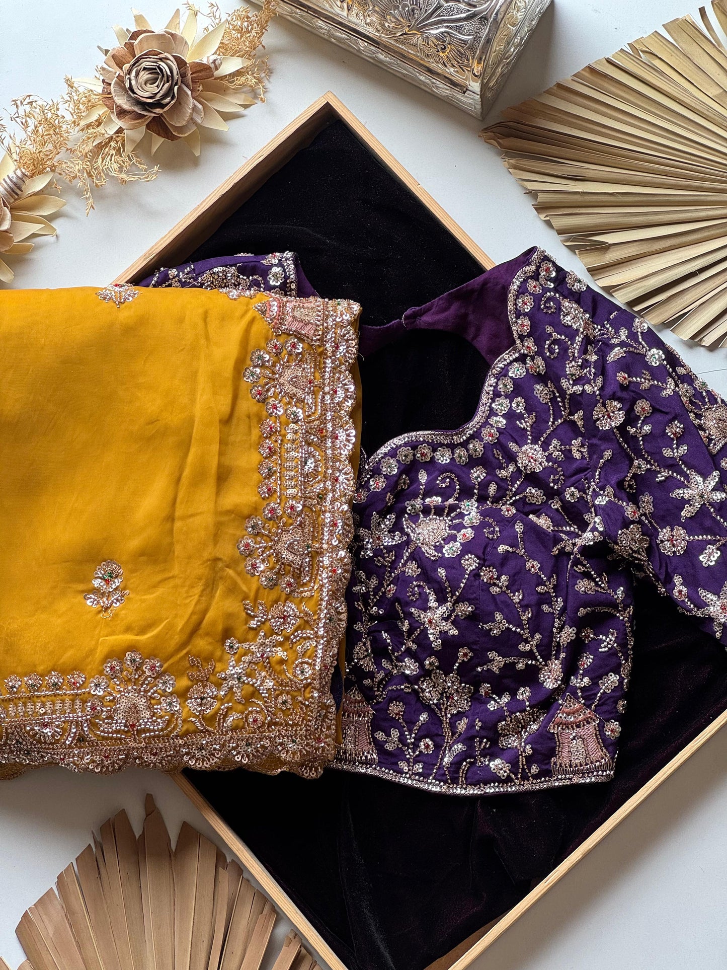 Cocktail handwork luxe gold finish sarees with Cutdana sequence work