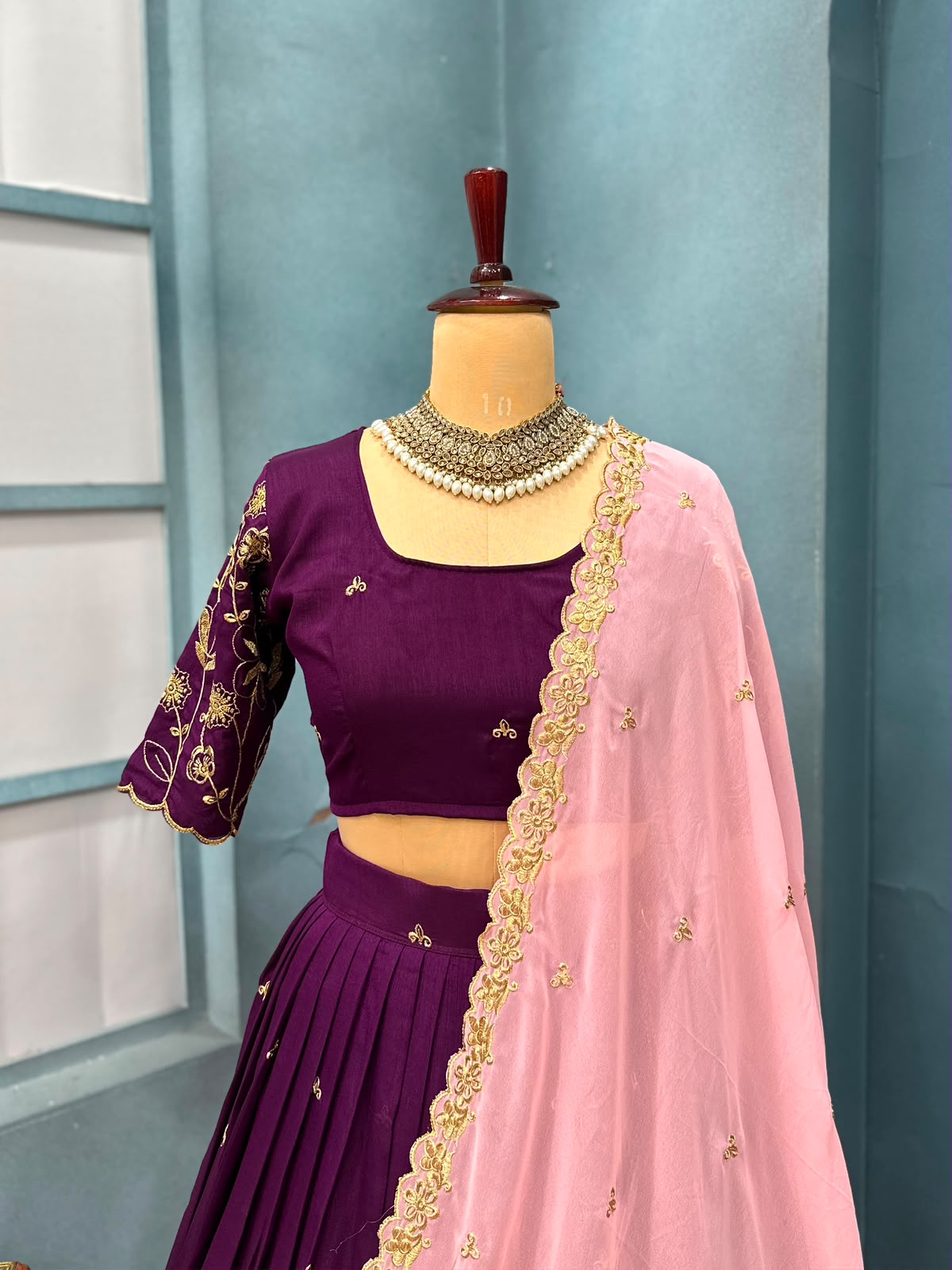 Blooming Vichitra silk designer lehenga