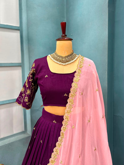 Blooming Vichitra silk designer lehenga