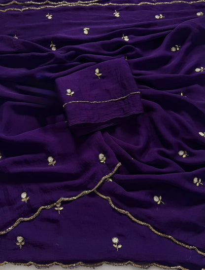 Budget Cutwork rangoli crush silk saree