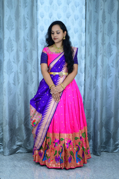 Pongal Special Paithani Lehenga with stitched Blouse -Maggam