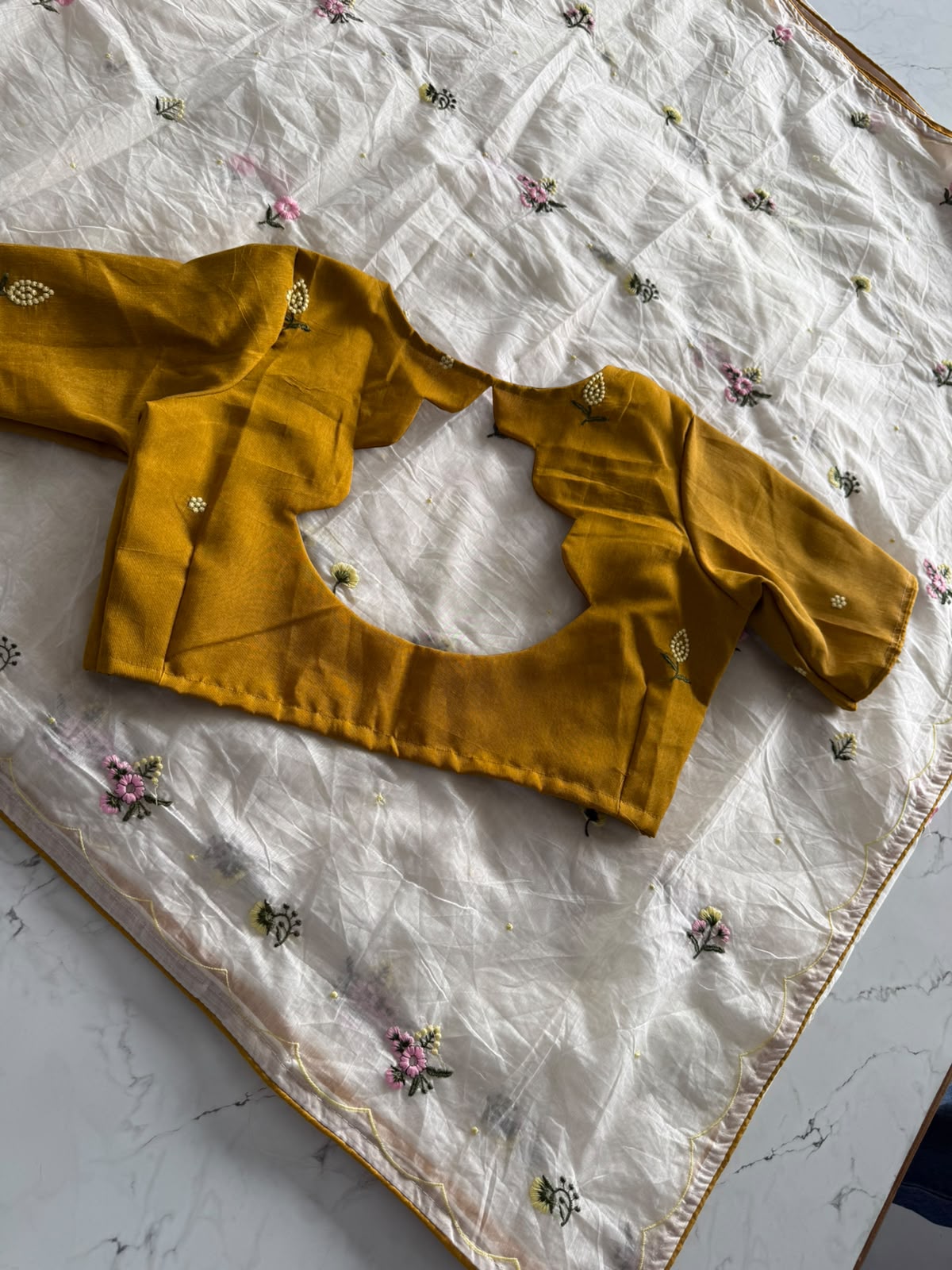 Budget Mul cotton Chanderi Saree With stitched blouse