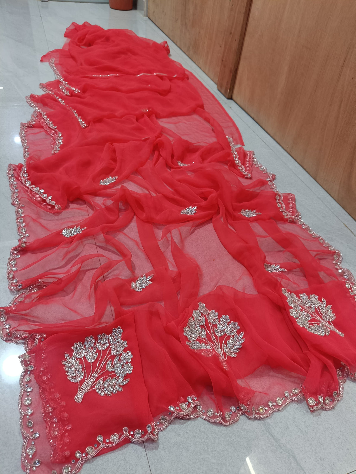 Georgette budget fancy kardhana work saree