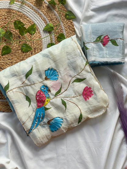 Handmade brush two shade trendy  Look sarees