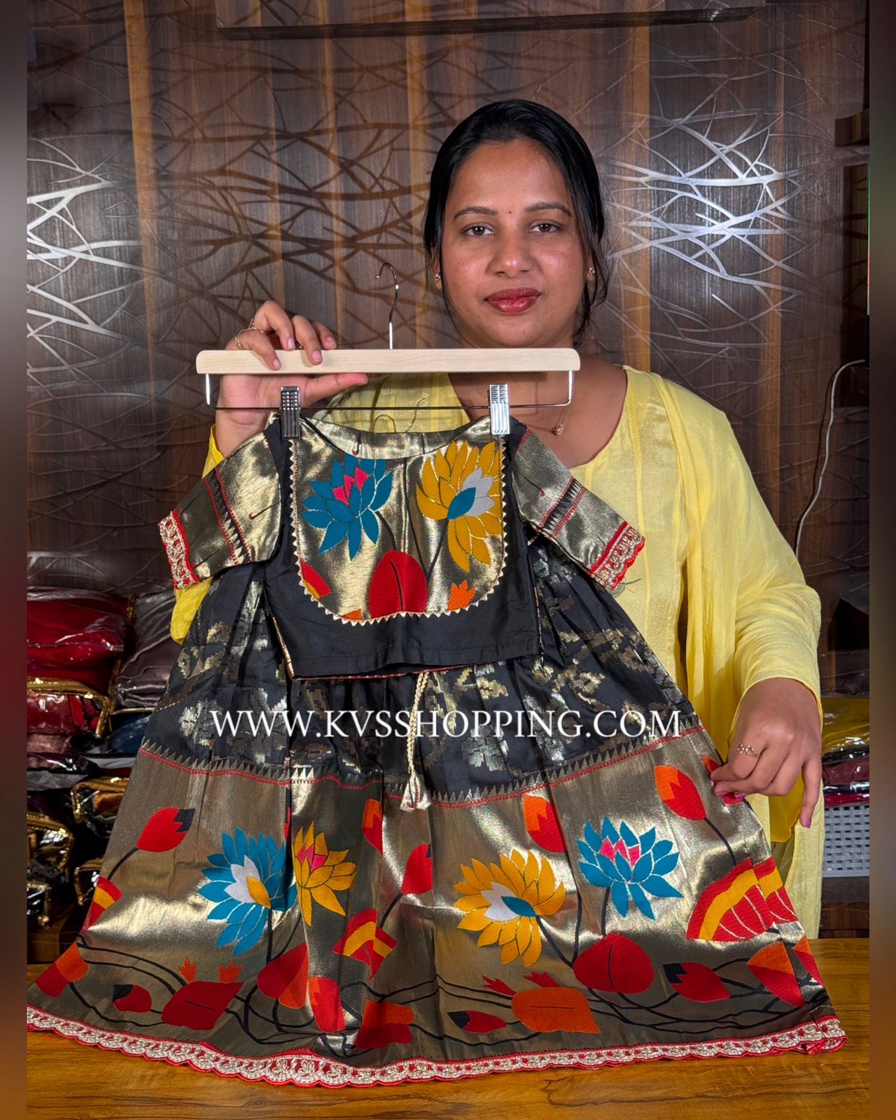 Kids cute wear  penal work Paithani skirt+top sets