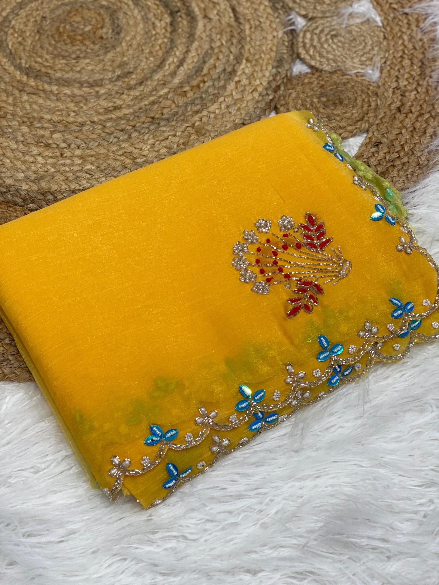 Crunchy silk trendy look party wear saree