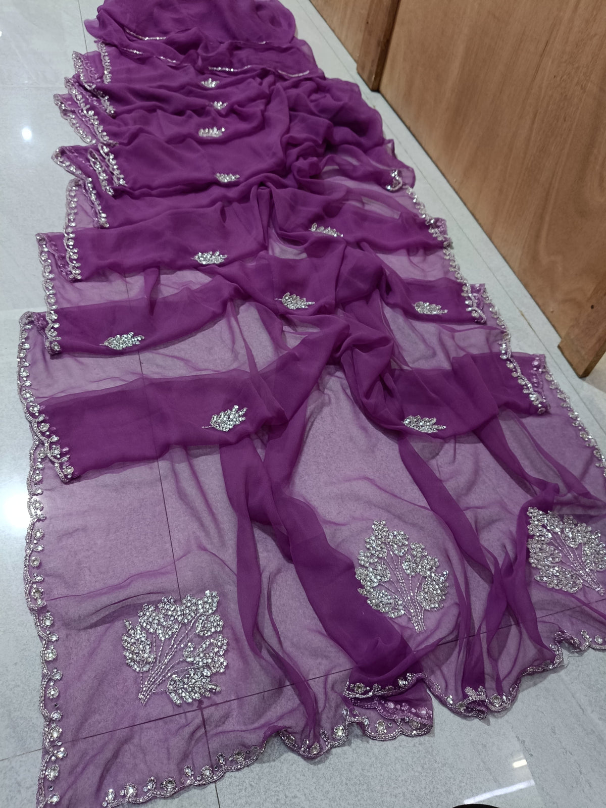 Georgette budget fancy kardhana work saree