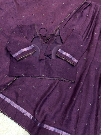 Trending Designer rangoli crush fabric with beads worked ready to wear lehenga