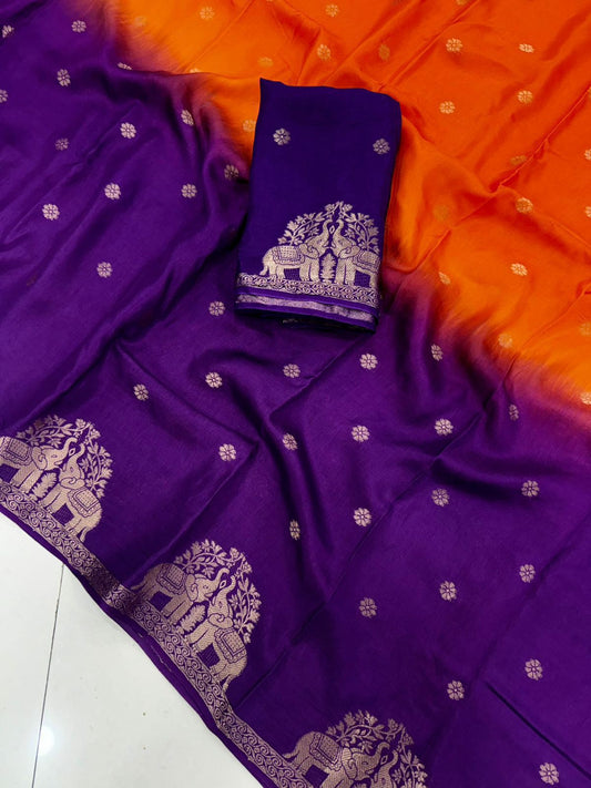 Trending 2D pure muslin shaded saree