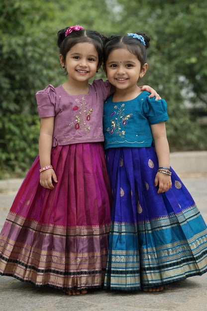 Kids special cute weaving with work blouses