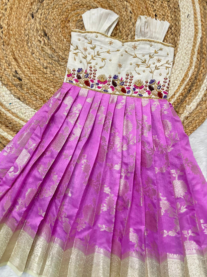 Indo western style kids maggam work gowns
