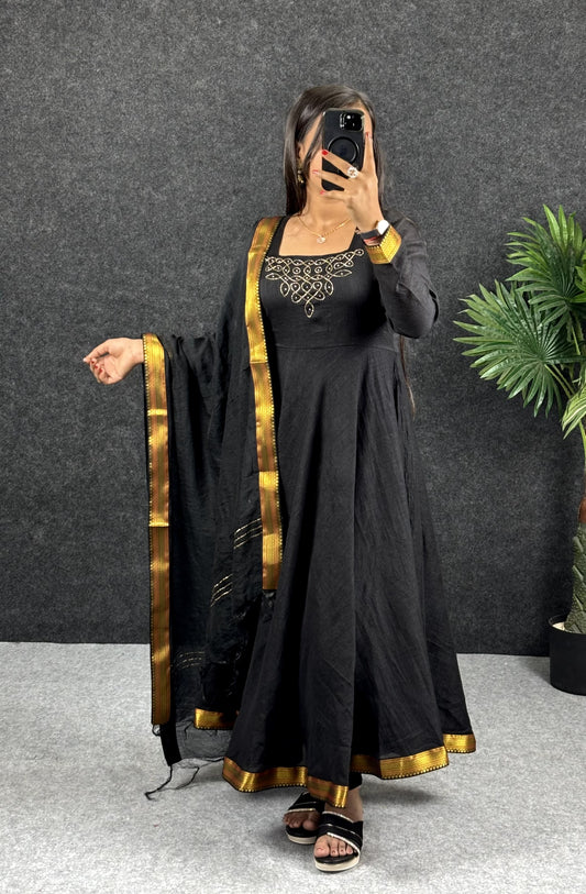 Sonali Bendre Vichitra silk hand work gown