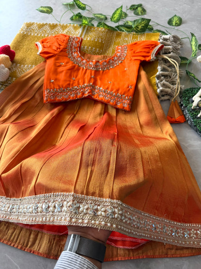 Kanjivaram Maggam Kids Dress Cute Sets