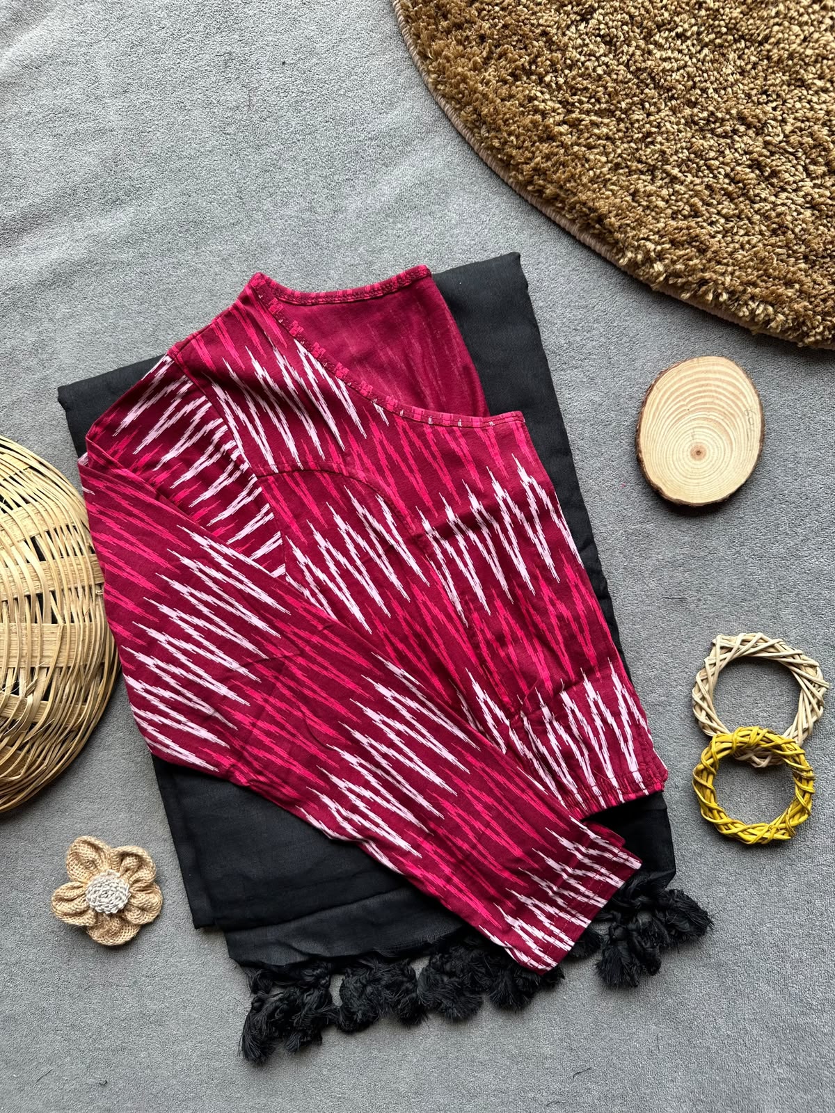 Khadi Streachable cotton stitched blouse