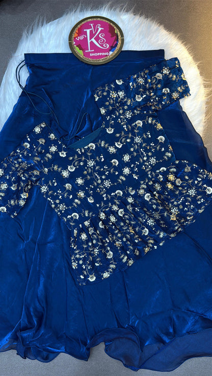 Sequin embroidered crop top style lehenaga