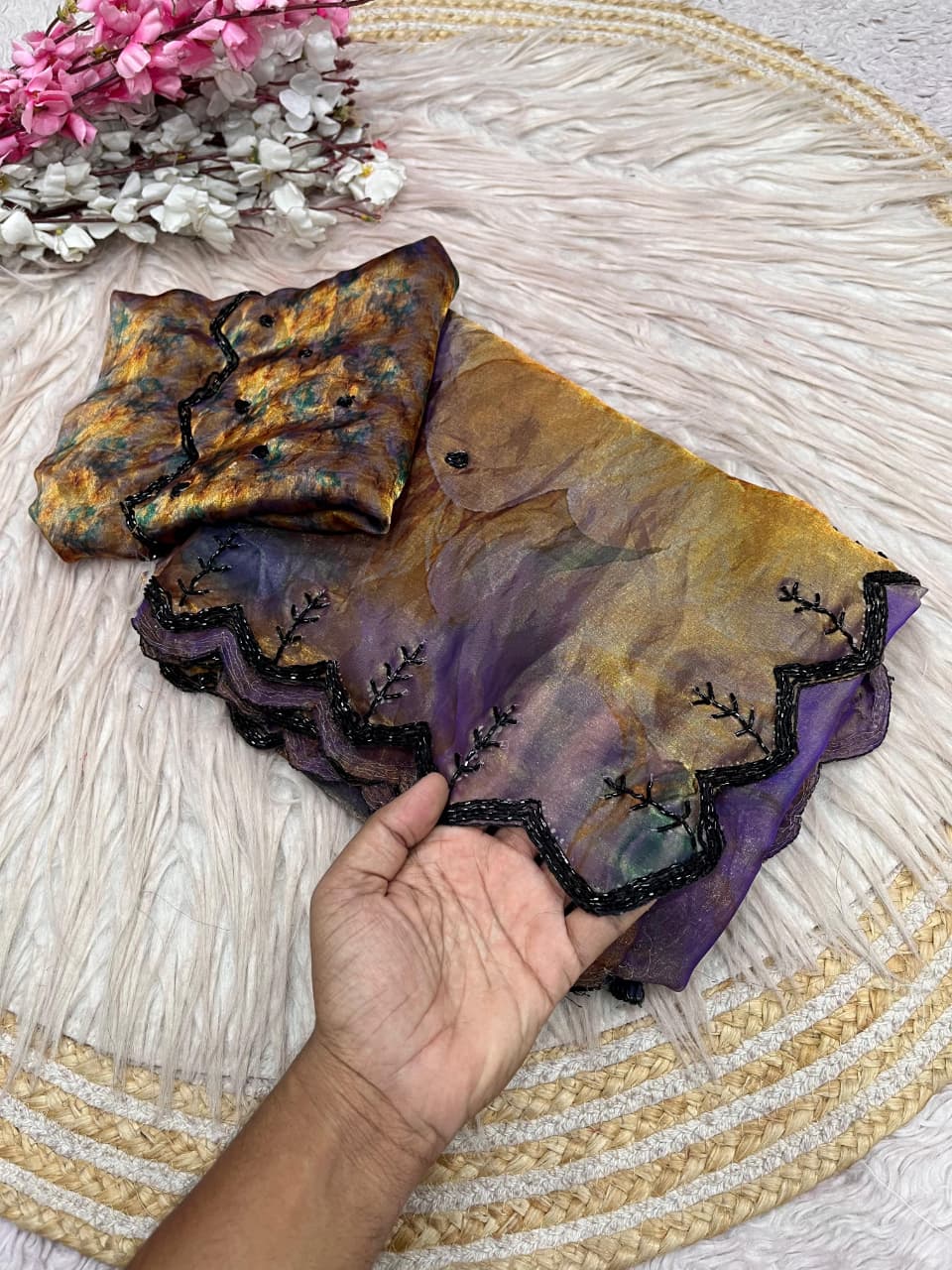 Trendy fendy satin fabric 3- layer Sarees