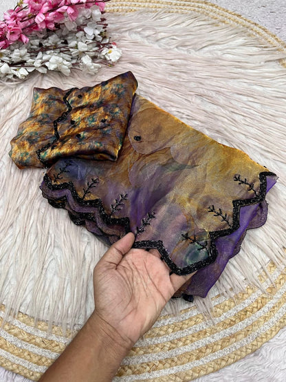 Trendy fendy satin fabric 3- layer Sarees