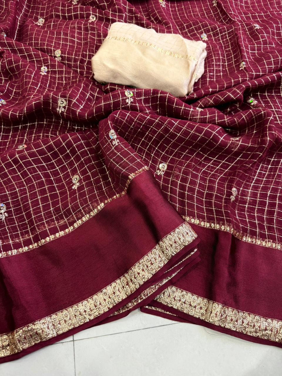 Trendy Georgette saree with sequence work