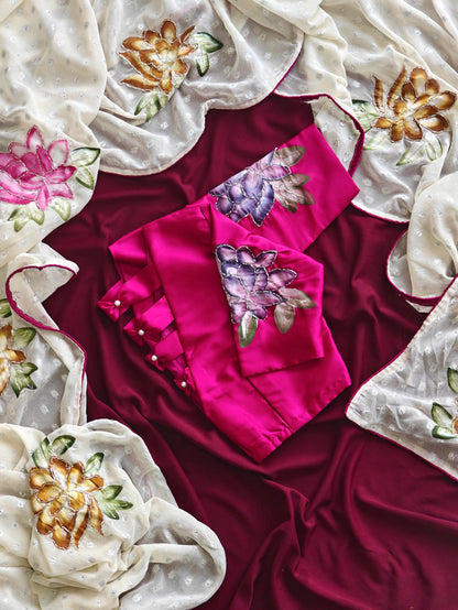 Pure soft crushed chiffon saree