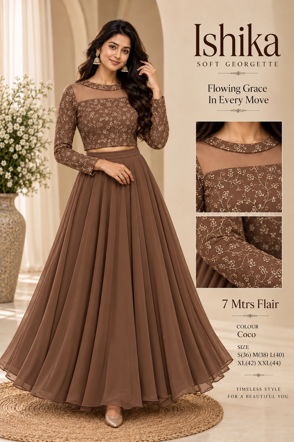 Crop top style (Anarakali ) gown stylish work sets
