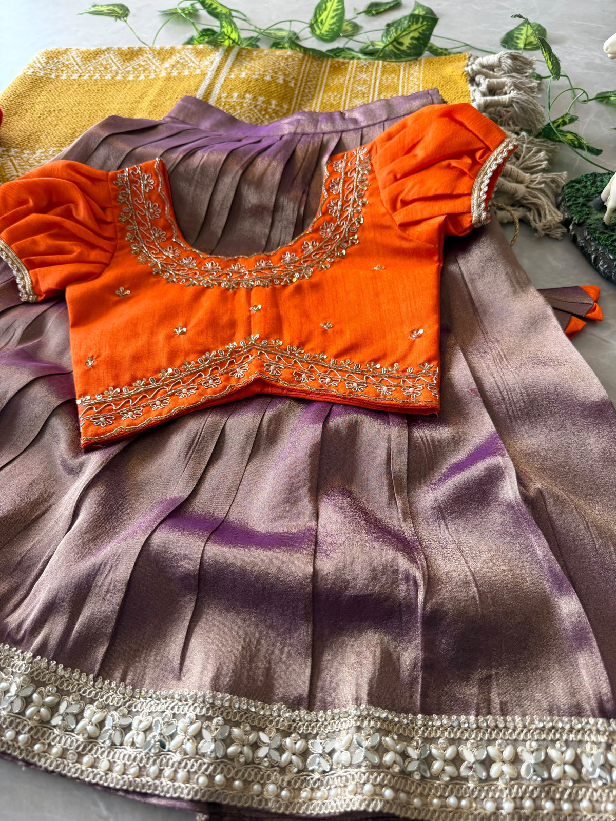 Kanjivaram Maggam Kids Dress Cute Sets