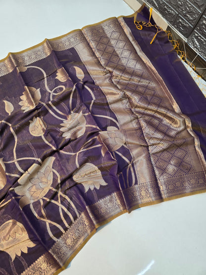 Banarasi mul cotton silk jaal pattern sarees