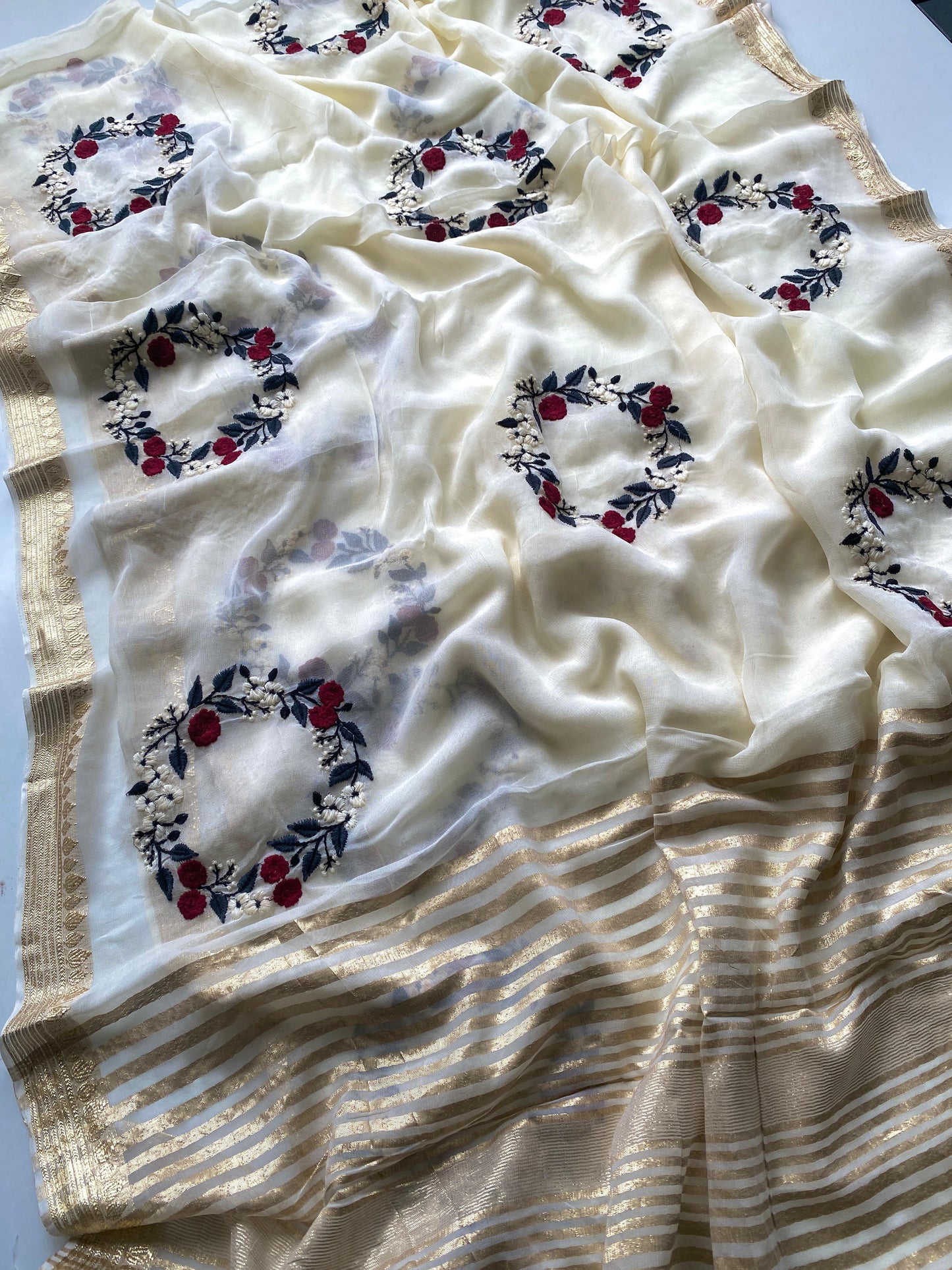 Viscose Georgette Embroided Trendy Saree