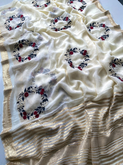 Viscose Georgette Embroided Trendy Saree