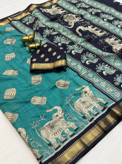 Mangalgiri Silk with viscos border budget saree