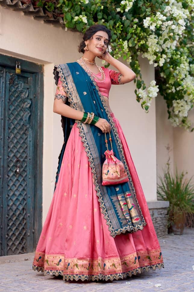 Vichitra Silk Kalmkari print Lehengas