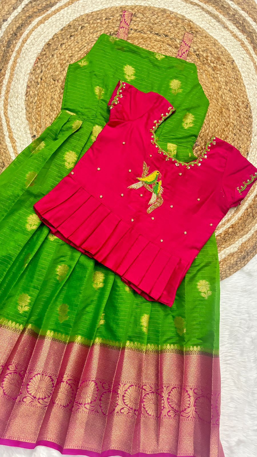 Kids 2 in gown coat model maggam work set