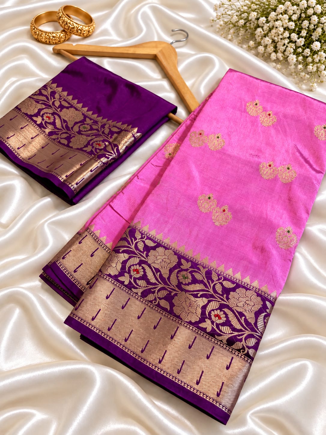 Juhmki series Banarasi katan soft silk sarees