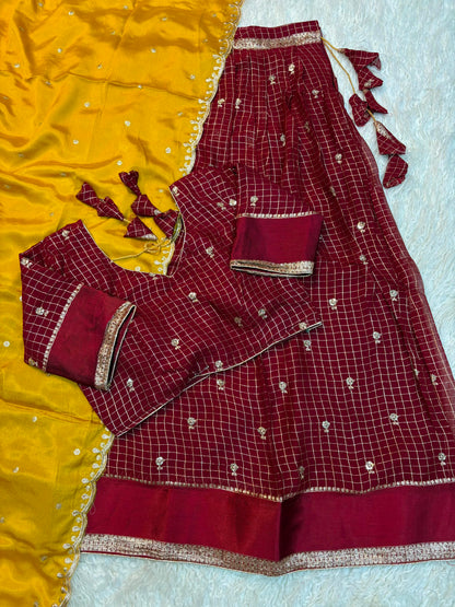 Viscose Georgette checks Designer lehenga