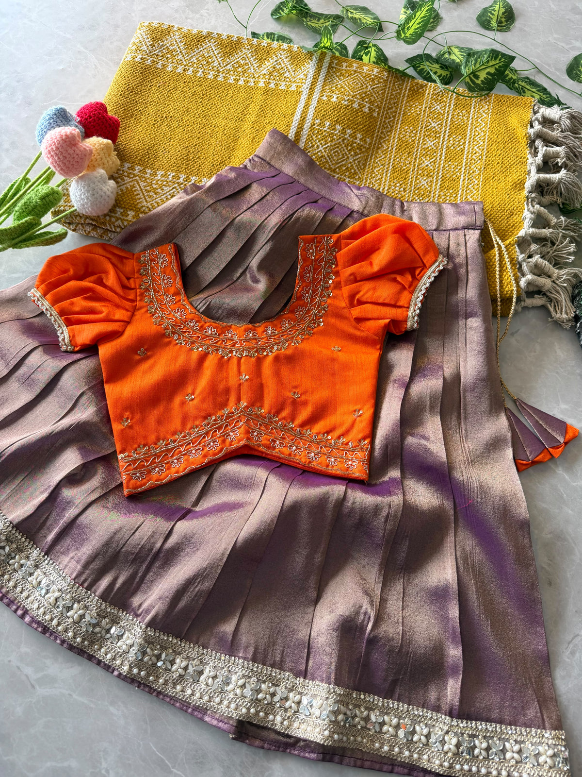 Kanjivaram Maggam Kids Dress Cute Sets