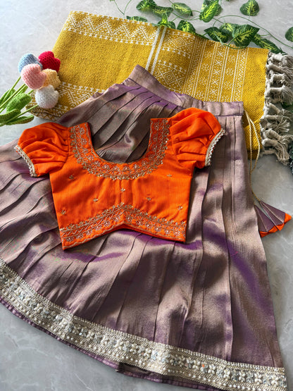 Kanjivaram Maggam Kids Dress Cute Sets