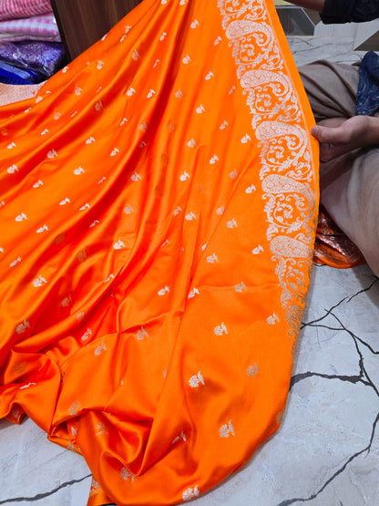 Semi pattu style Banarasi Mashru Katan silk saree