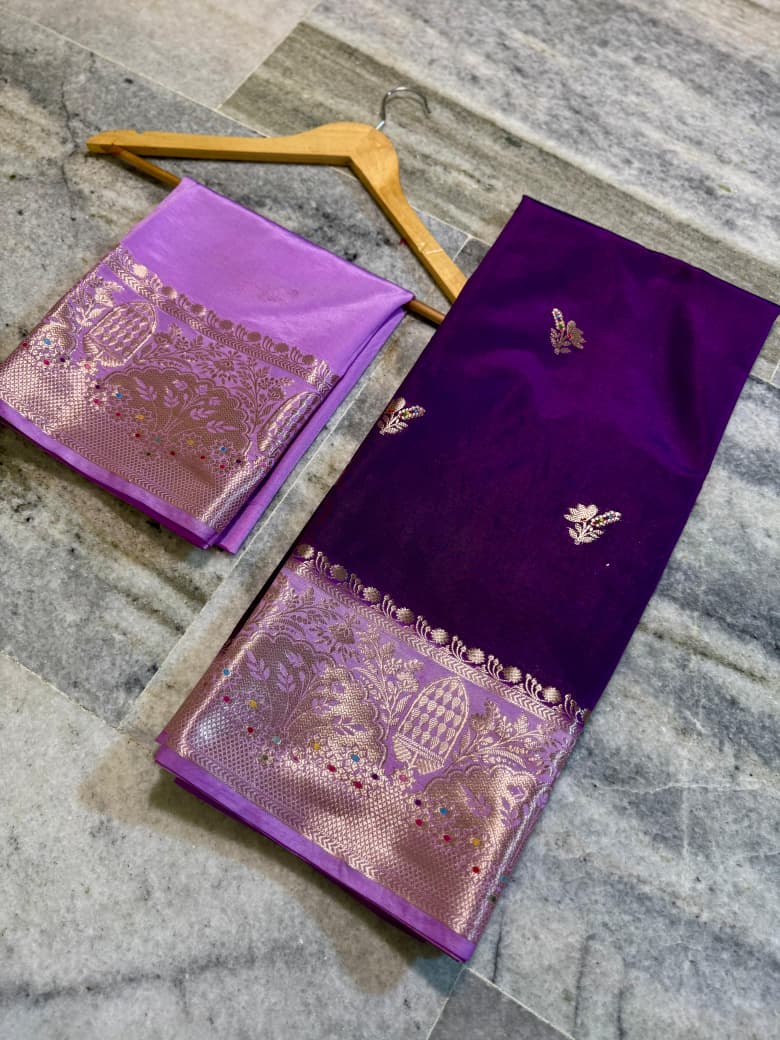 Banarasi katan top colours soft fab sarees