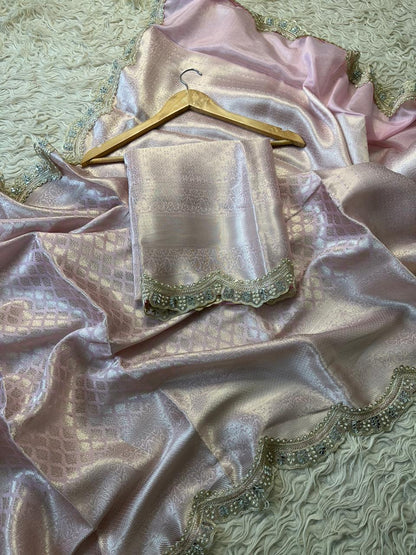 Semi Pattu bridal Kanjivaram baby pink saree