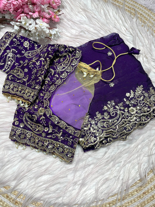 Fendy Sattin silk saree with Desginer stitched blouse