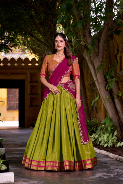 Celebrate your special moments in a Kanchipuram silk lehenga