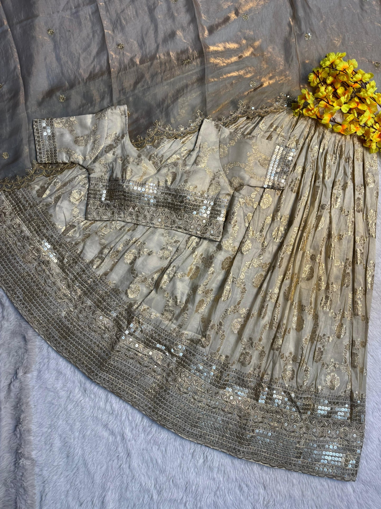 Simmer Silk séquence work Lehenga with stitched Blouse