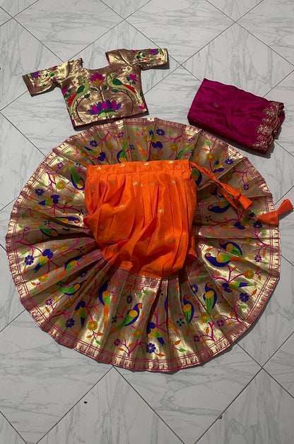 Kids cute paithani with dupatta sets