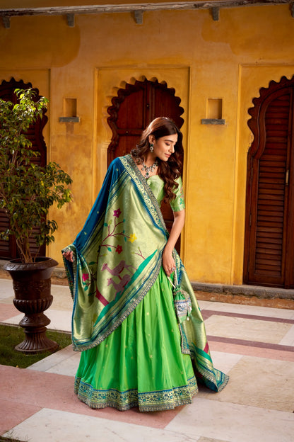 Shades of green Sravanamasam Lehenga set