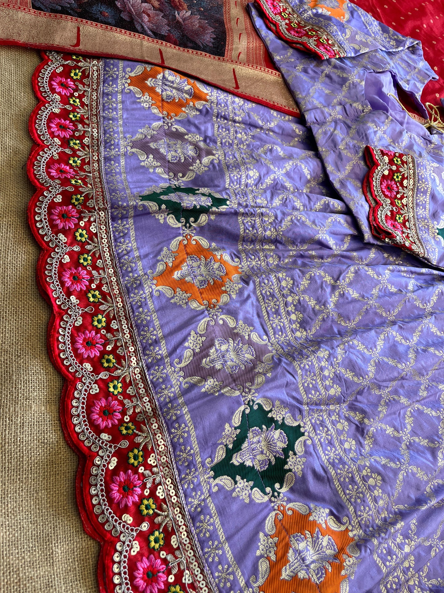 Silk Lehenga with stiched blouse