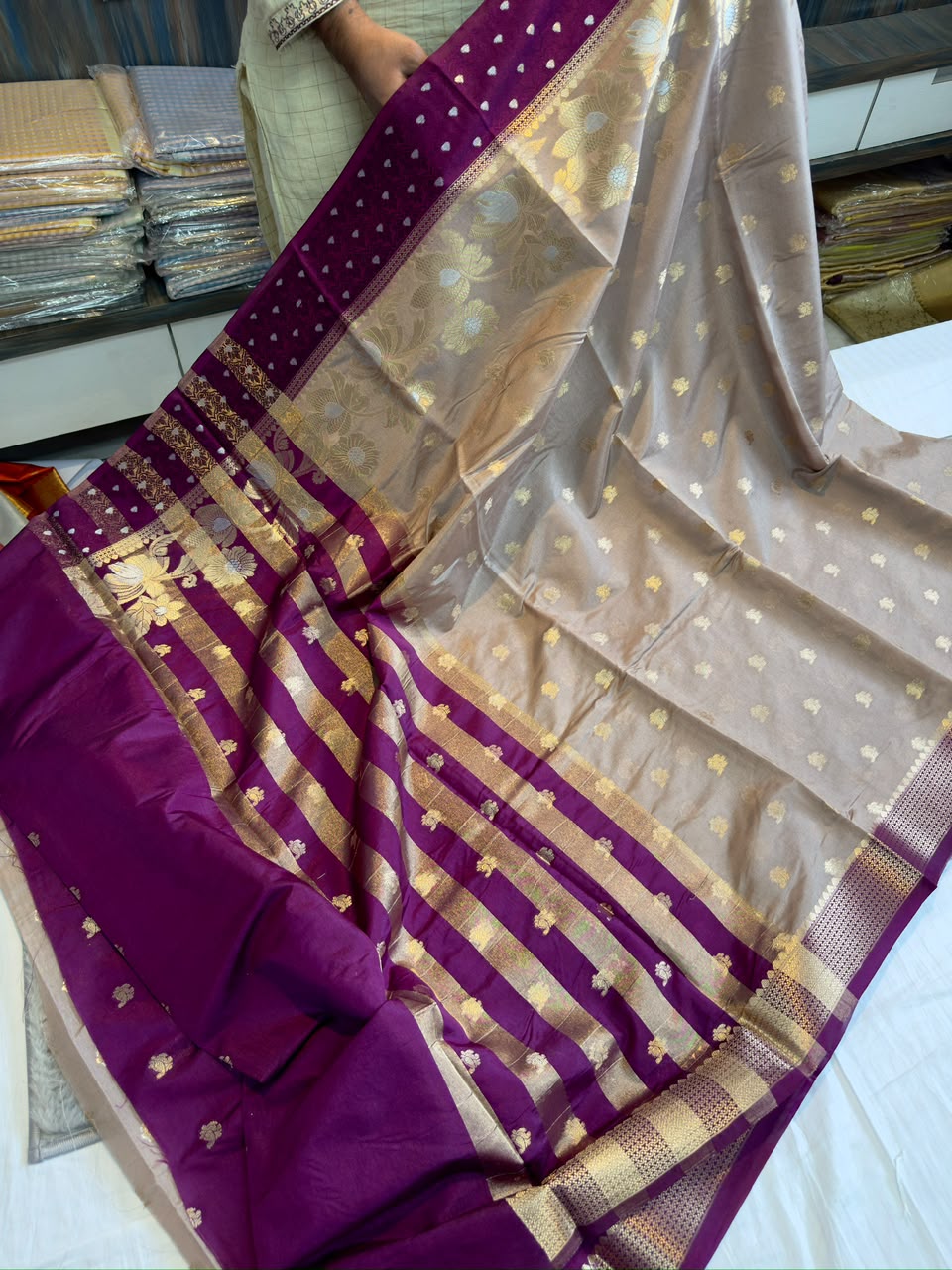 Banarasi dybl dupion soft silk zari saree