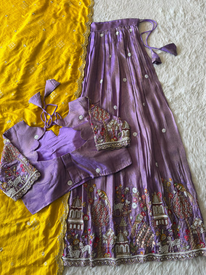 Jungle theme designer beads embroidered work lehenga